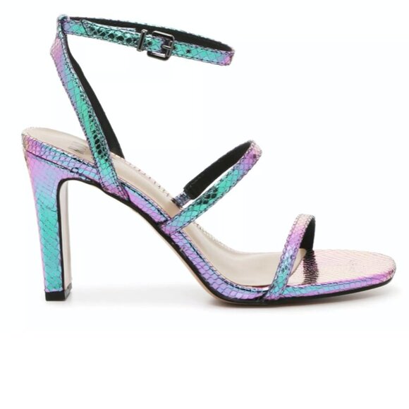 LIKE NEW Mix No. 6 Aliciana Iridescent Purple Snake Heeled Sandal SZ 10 - Picture 5 of 11
